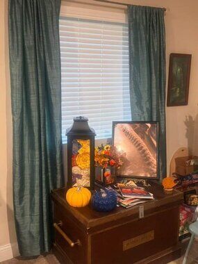 2 VALERIE 54W x 84L Blue Lined Room-darkening Faux Silk Drapes